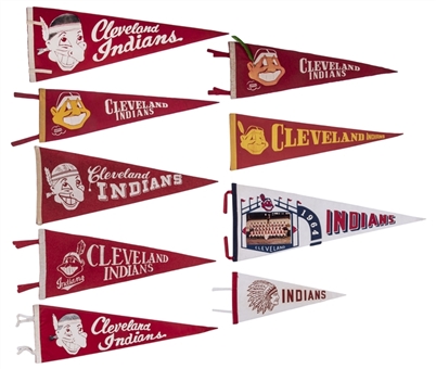 Circa 1950s-1960s Cleveland Indians Pennants Collection (17 Different)